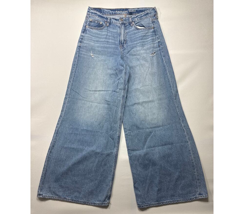 American Eagle Women's Super High-Rise Ultra Wide Leg Blue Jeans - 4S (30x30.5)